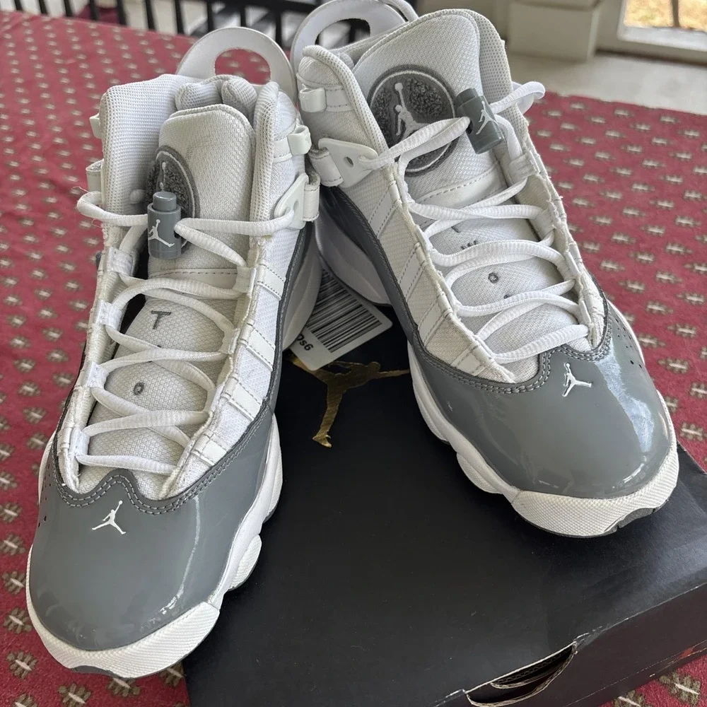 Nike Air Jordan 6 Rings White/Cool Grey Youth SZ 5 Clean Excellent Condition Box